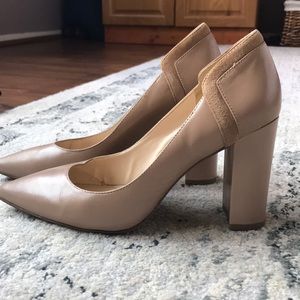 Nine West Leather Block Heels, Nude 7.5